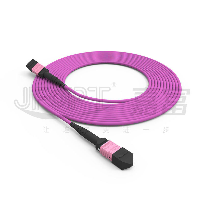 100G MTP Patch Cord 24 แกนมัลติโหมด OM4 50/125 LSZH 3.0-4.0mm Heather Violet Jumper