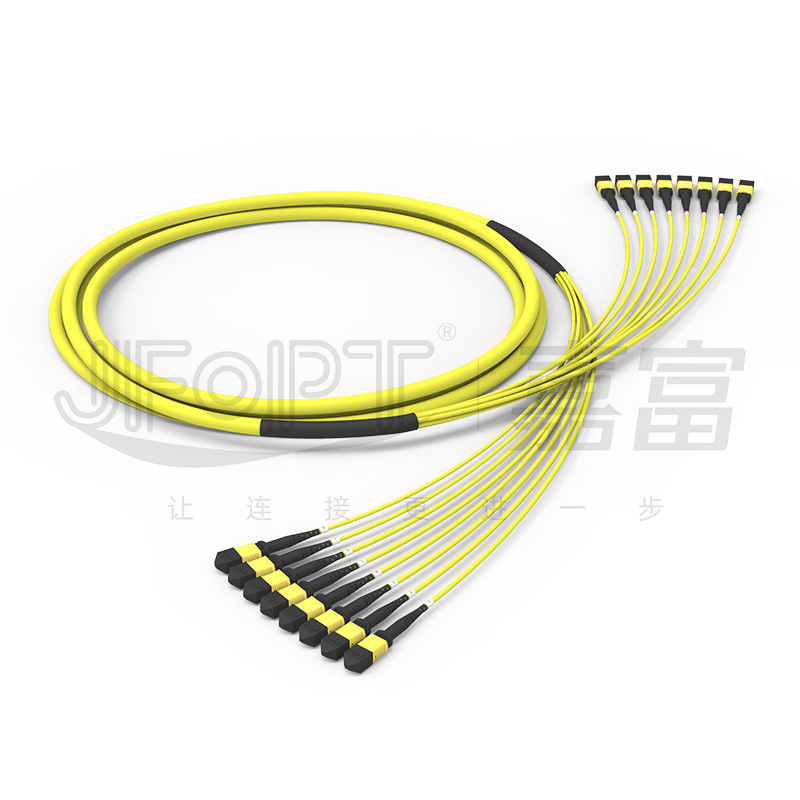 G657A1 สายเคเบิลไฟเบอร์ออปติก MPO ไม่โค้งงอ 96 แกน 8 ยูนิต 12 ไฟเบอร์โหมดเดียว OS2 การสูญเสียต่ำ