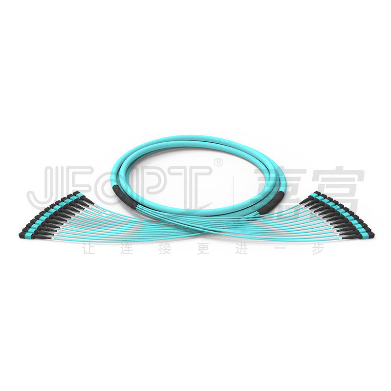 288 คอร์ 12 ยูนิตย่อยมัลติโหมด OM3-300 Mpo สายเคเบิล OFNR OFNP MPO PC ไฟเบอร์ออปติกลำต้น