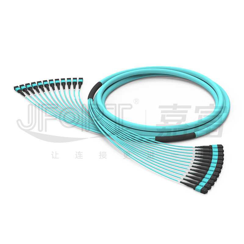 288 คอร์ 12 ยูนิตย่อยมัลติโหมด OM3-300 Mpo สายเคเบิล OFNR OFNP MPO PC ไฟเบอร์ออปติกลำต้น