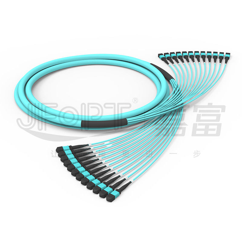 288 คอร์ 12 ยูนิตย่อยมัลติโหมด OM3-300 Mpo สายเคเบิล OFNR OFNP MPO PC ไฟเบอร์ออปติกลำต้น