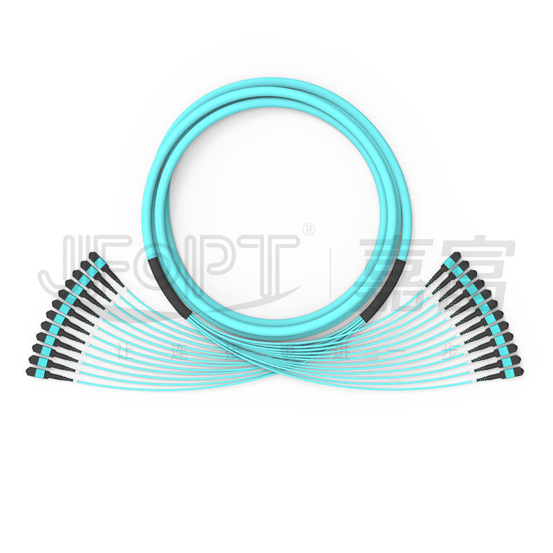 288 คอร์ 12 ยูนิตย่อยมัลติโหมด OM3-300 Mpo สายเคเบิล OFNR OFNP MPO PC ไฟเบอร์ออปติกลำต้น