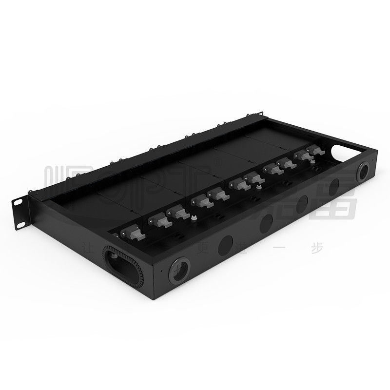 แผงแพทช์ไฟเบอร์มาตรฐาน 1U 19 นิ้ว 144 คอร์พร้อมเทปคาสเซ็ต MPO-LC 24F MPO 6 ชิ้น