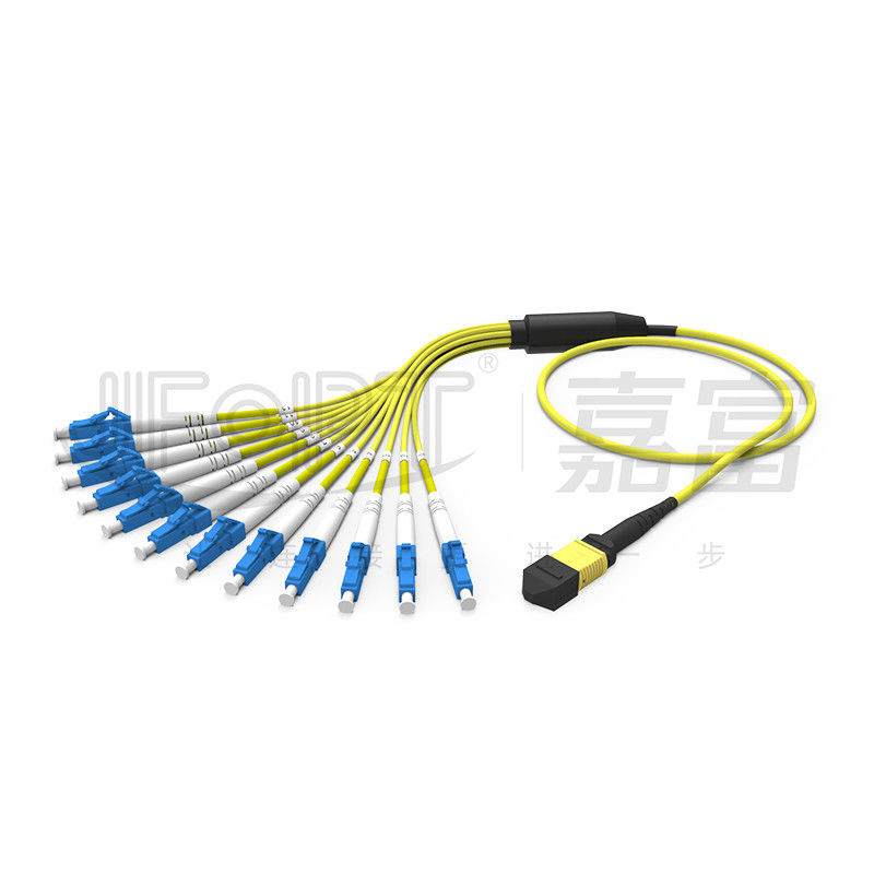 12 Fibers Duplex MPO Breakout Cable MPO-LC/SC/FC/ST มัลติโหมด 50/125 3.0 มม. LSZH Aqua
