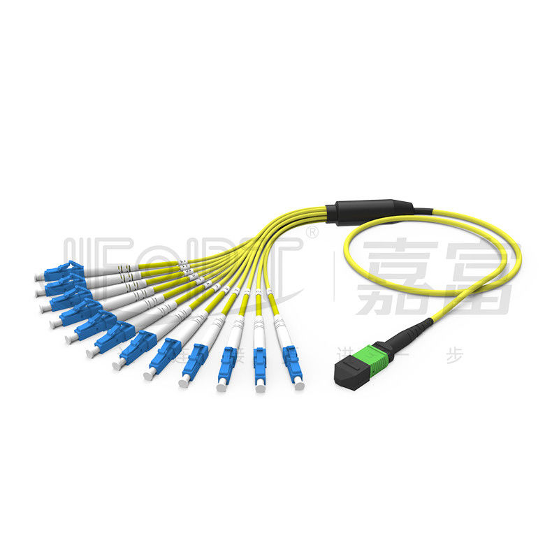 12 Fibers Duplex MPO Breakout Cable MPO-LC/SC/FC/ST มัลติโหมด 50/125 3.0 มม. LSZH Aqua