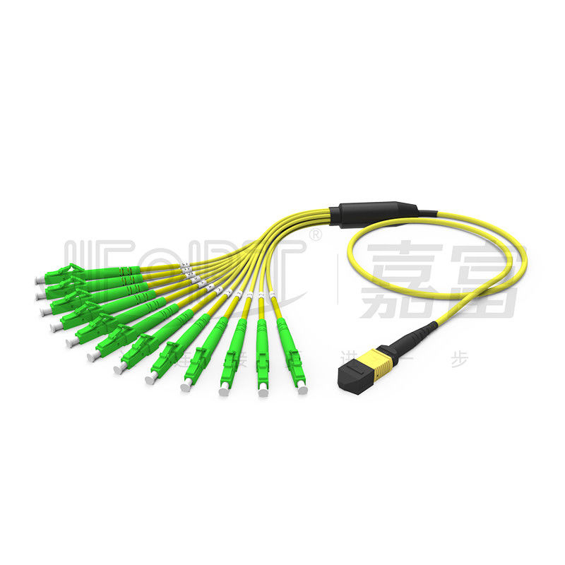12 Fibers Duplex MPO Breakout Cable MPO-LC/SC/FC/ST มัลติโหมด 50/125 3.0 มม. LSZH Aqua
