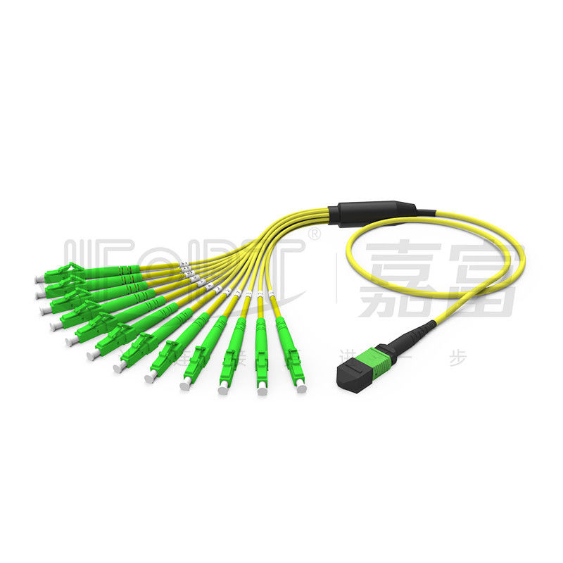 12 Fibers Duplex MPO Breakout Cable MPO-LC/SC/FC/ST มัลติโหมด 50/125 3.0 มม. LSZH Aqua