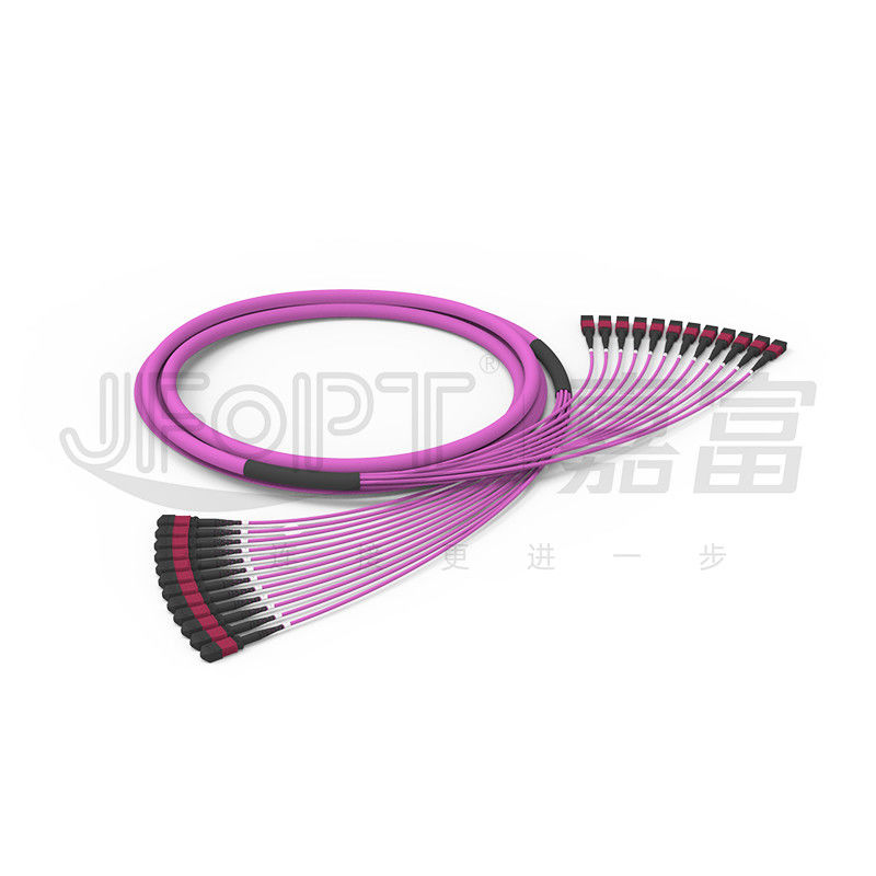 สายเคเบิลหลัก MPO 144 แกน 12 ยูนิต ตัวเชื่อมต่อ MPO 24 สาขาที่ไม่สม่ำเสมอ