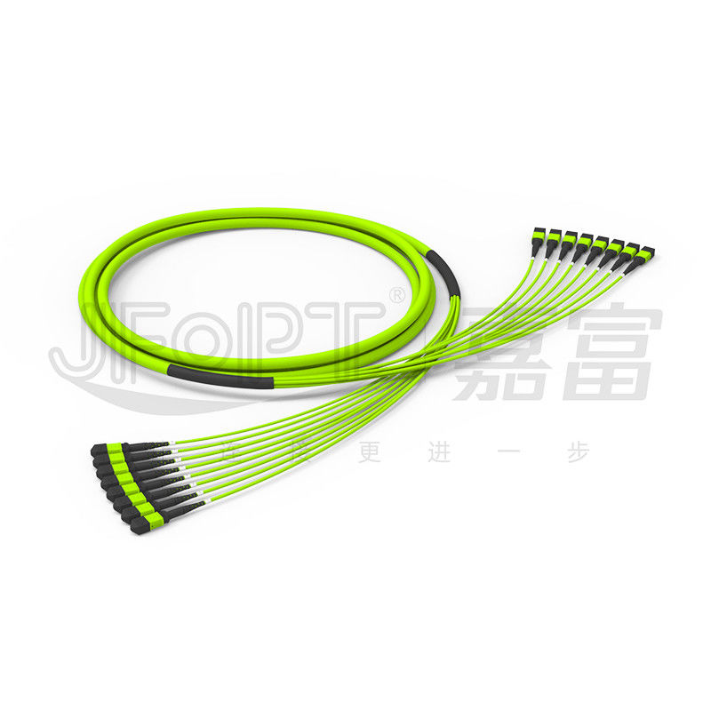 96 คอร์ 12 ไฟเบอร์จัมเปอร์ไฟเบอร์ MPO 8 ยูนิต OM5 50/125 มัลติแบนด์วิดท์สูง