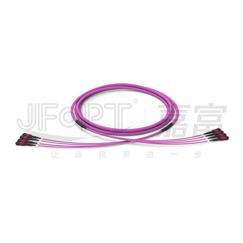 48 Cores 4 Unit Backbone Jumper OM4 MPO Trunk Cable 0.5m Branch พร้อมตาดึง
