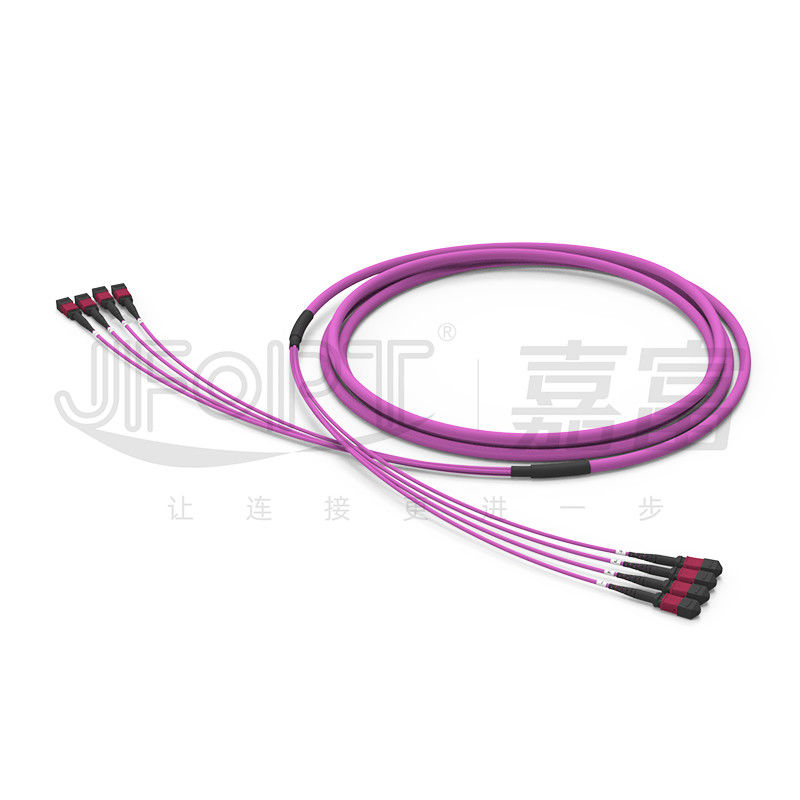 48 Cores 4 Unit Backbone Jumper OM4 MPO Trunk Cable 0.5m Branch พร้อมตาดึง