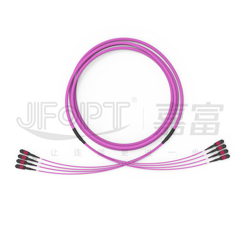 48 Cores 4 Unit Backbone Jumper OM4 MPO Trunk Cable 0.5m Branch พร้อมตาดึง