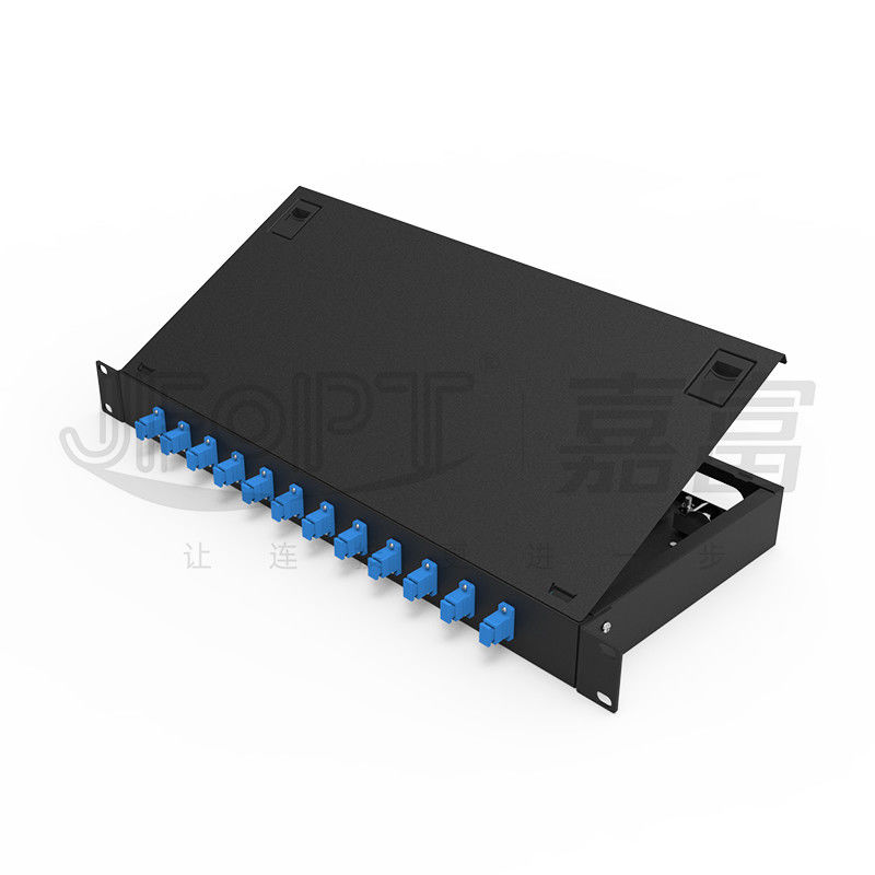 12 SC Port Rack Mount Fiber Patch Panel พร้อมอะแดปเตอร์ SC / UPC และ Pigtails 1 ม