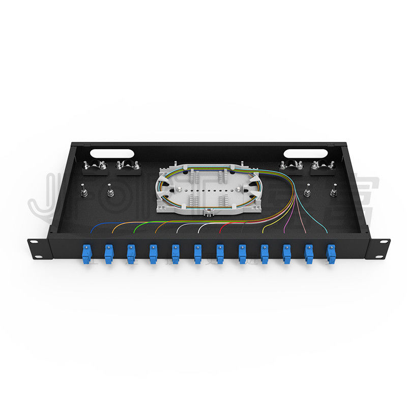 12 SC Port Rack Mount Fiber Patch Panel พร้อมอะแดปเตอร์ SC / UPC และ Pigtails 1 ม