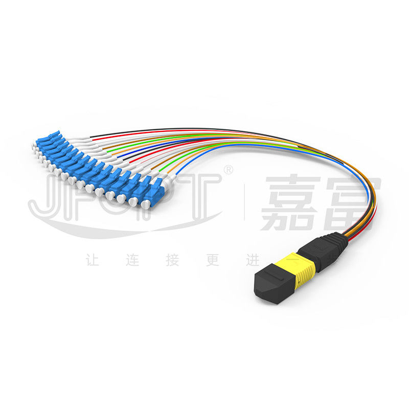 สายแพทช์ MPO-LC 16 คอร์โหมดเดียวการสูญเสียต่ำ G657A1 / G657A2 กล่องโมดูลประเภท A