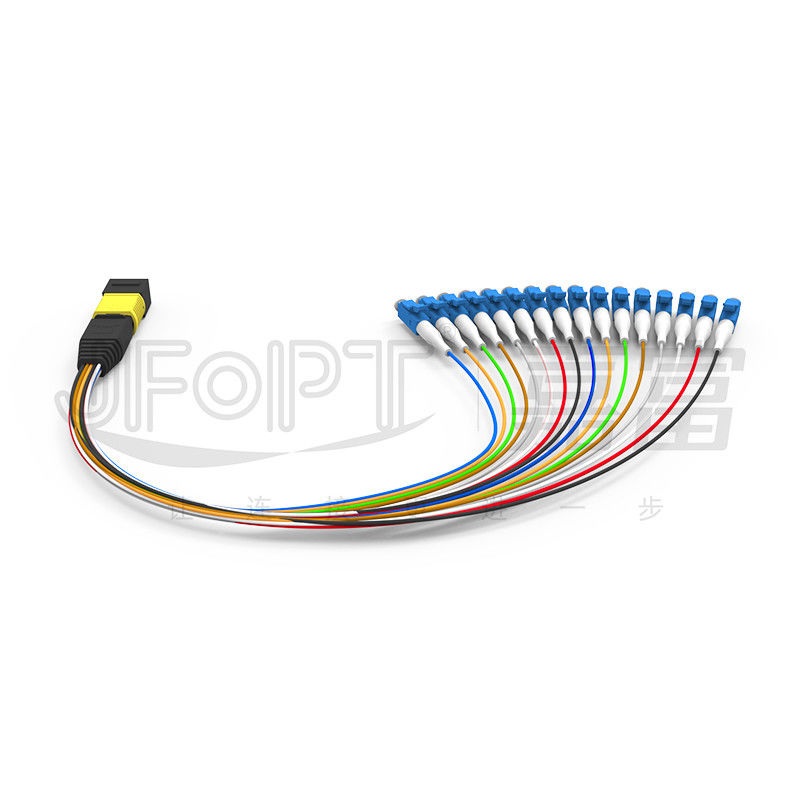 สายแพทช์ MPO-LC 16 คอร์โหมดเดียวการสูญเสียต่ำ G657A1 / G657A2 กล่องโมดูลประเภท A