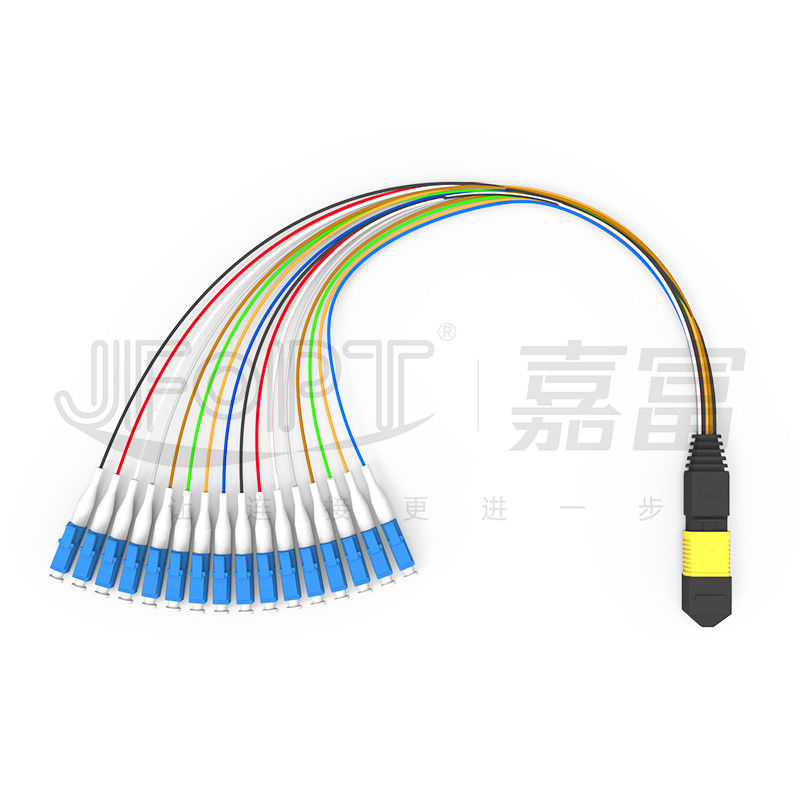 สายแพทช์ MPO-LC 16 คอร์โหมดเดียวการสูญเสียต่ำ G657A1 / G657A2 กล่องโมดูลประเภท A