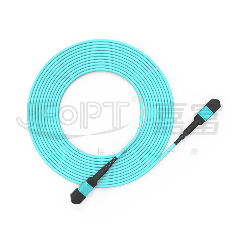10 กิ๊กบิต MPO patch cord การเชื่อมต่อที่รวดเร็วสําหรับการเชื่อมต่อสัญญาณออปติกในห้องคอมพิวเตอร์