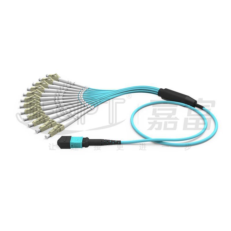 MPO Patch Cord OM3 OM4 MPO-LC Breakout Cable 1 3 5 10 เมตร LSZH/PVC Jacket 850/1300nm Aqua