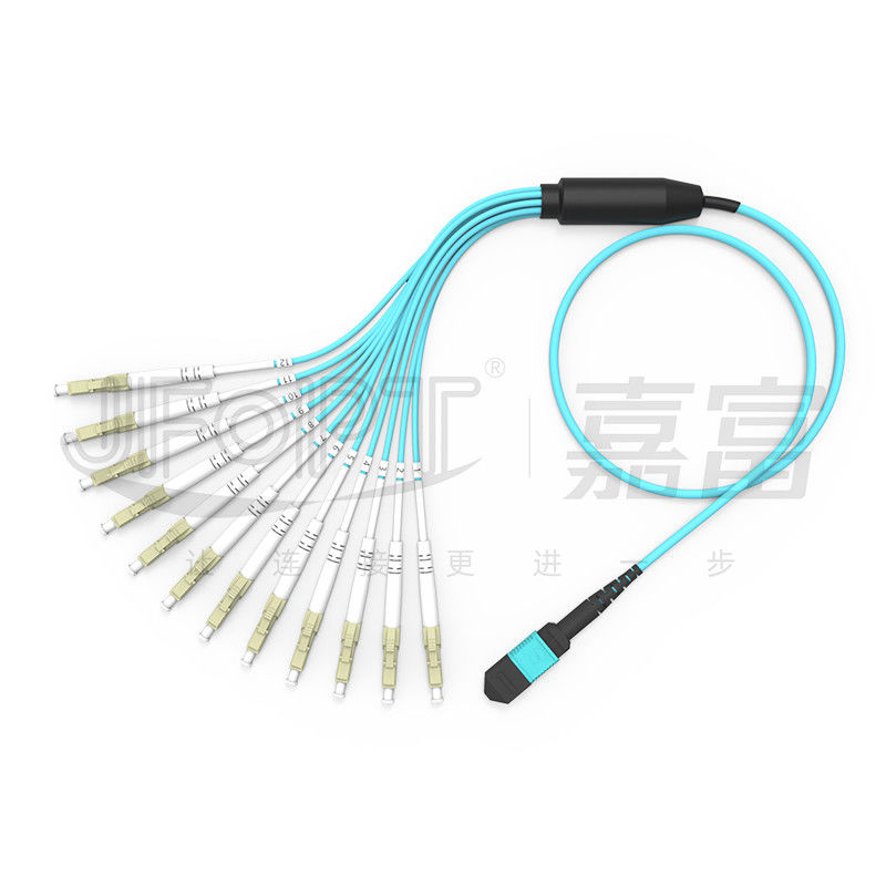 MPO Patch Cord OM3 OM4 MPO-LC Breakout Cable 1 3 5 10 เมตร LSZH/PVC Jacket 850/1300nm Aqua