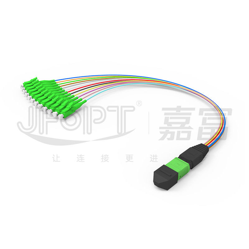 MPO-LC 0.9mm 12Cores Breakout Cable ความยาวตามต้องการ SM G657a1 Fiber Multi fiber โมดูลกล่องแอดป์เตอร์ Patch Cord