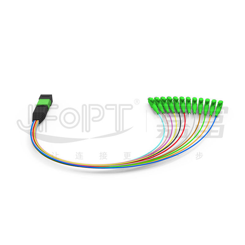 MPO-LC 0.9mm 12Cores Breakout Cable ความยาวตามต้องการ SM G657a1 Fiber Multi fiber โมดูลกล่องแอดป์เตอร์ Patch Cord
