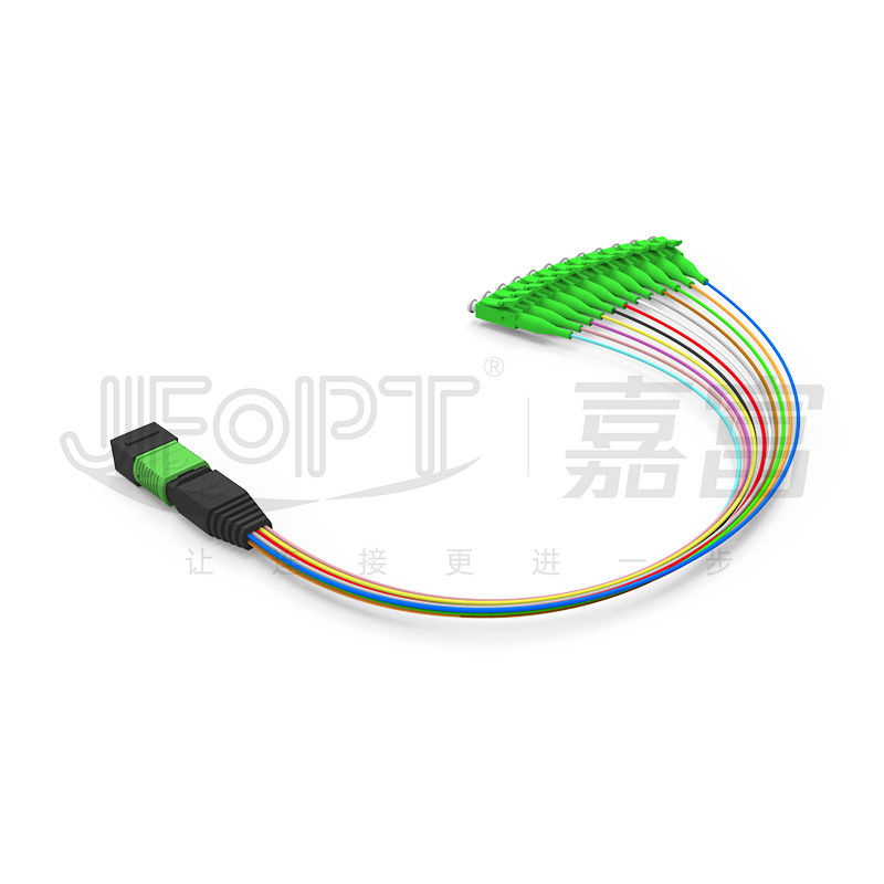 MPO-LC 0.9mm 12Cores Breakout Cable ความยาวตามต้องการ SM G657a1 Fiber Multi fiber โมดูลกล่องแอดป์เตอร์ Patch Cord
